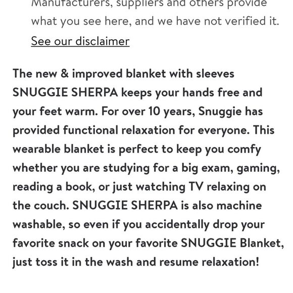 Snuggie Sherpa, the original wearable blanket with sleeve, One Size. Cha… - Picture 12 of 13